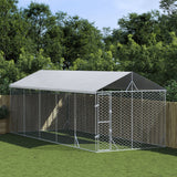 VidaXL dog kennel with roof 3x7.5x2.5 m galvanized steel silver