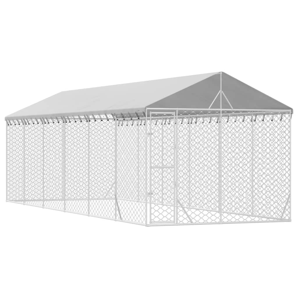 VidaXL dog kennel with roof 3x9x2.5 m galvanized steel silver color