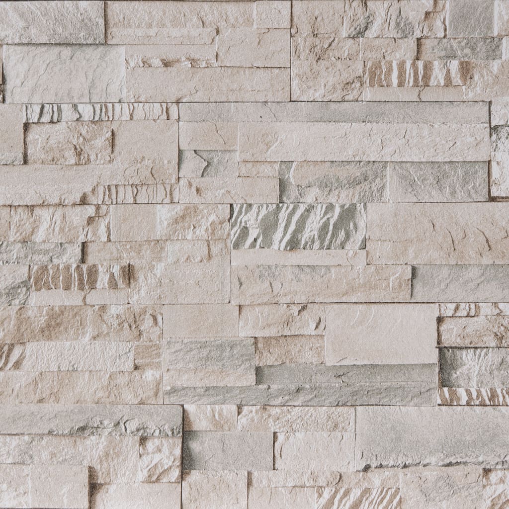 Vidaxl Fore Wallpaper 3d Stone-aspecto 10x0.53 m gris y beige