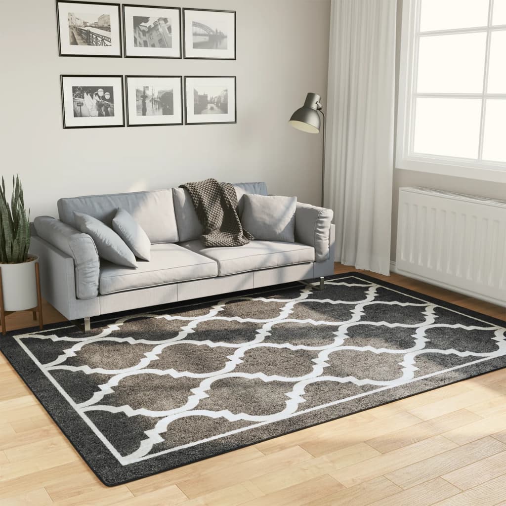 Tapis vidaxl Anti-slip lavable 160x230 cm noir et blanc