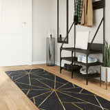 Vidaxl rug washable anti-slip 80x300 cm black and gold colored