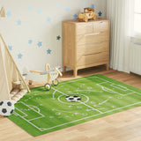 VidaXL Kindervloerkleed voetbalveld wasbaar antislip 160x230 cm groen