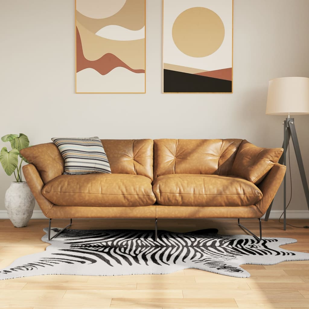 Vidaxl Rug Zebra Pattern Washable Anti-Slip 120x170 cm svart hvit