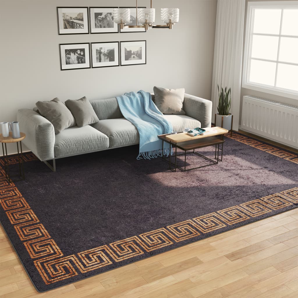 Vidaxl RUG LAVABLE ANTI-SLIP 400x300 cm de color negro y dorado