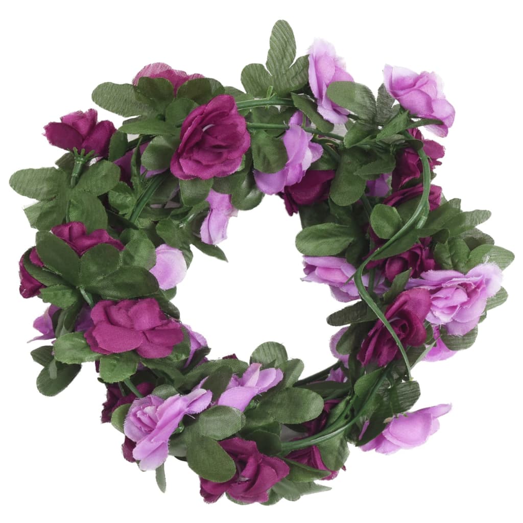 Vidaxl Chrëschtdag Garlands mat Blummen 6 st 7 250 cm Fréijoer Liicht Purple