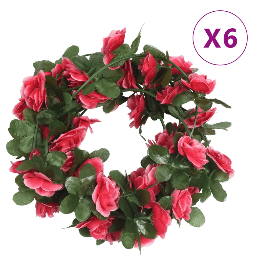 Vidaxl Guierras navideñas con flores 6 st 250 cm Spring Pink -Red