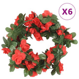 Vidaxl Guierras navideñas con flores 6 st 250 cm de primavera rojo