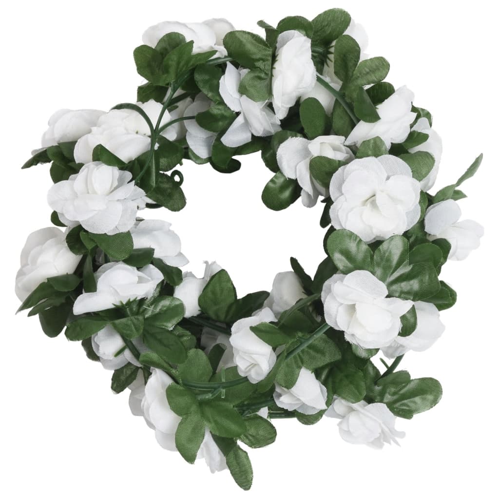 Vidaxl Christmas Garlands With Flowers 6 St 250 cm Spring White