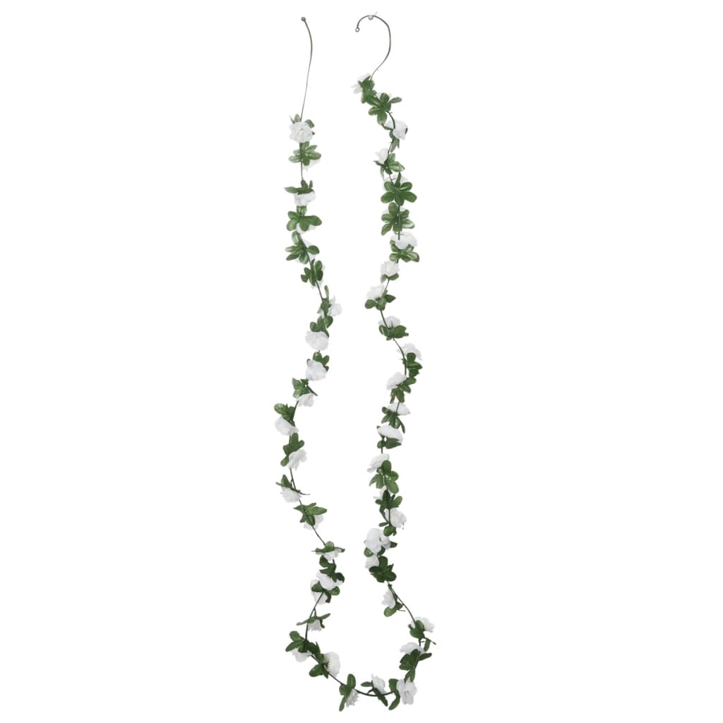 Vidaxl Christmas Garlands With Flowers 6 St 250 cm Spring White