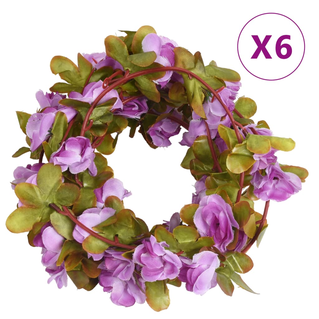 Vidaxl Guierras navideñas con flores de 6 st 250 cm de color púrpura