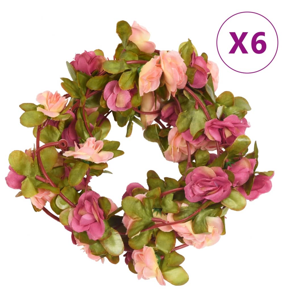 Vidaxl Chrëschtdag Garlands mat Blummen 6 st 25 m0 cm roscred