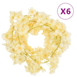 Vidaxl Christmas Garlands with Flowers 6 PCS 180 CM Champagne Colored