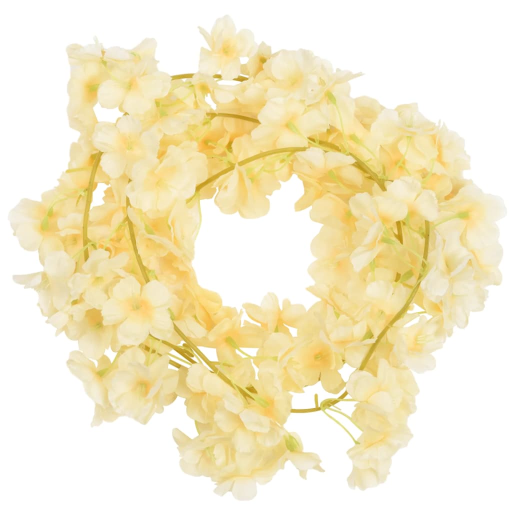 Vidaxl Christmas Garlands with Flowers 6 PCS 180 CM Champagne Colored