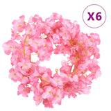 Vidaxl Guierras navideñas con flores 6 st 180 cm de color rosa oscuro