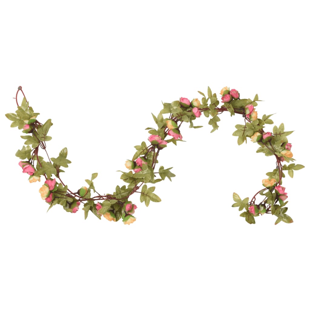 Vidaxl Garlands natalizi con fiori 6 St 215 cm rosa