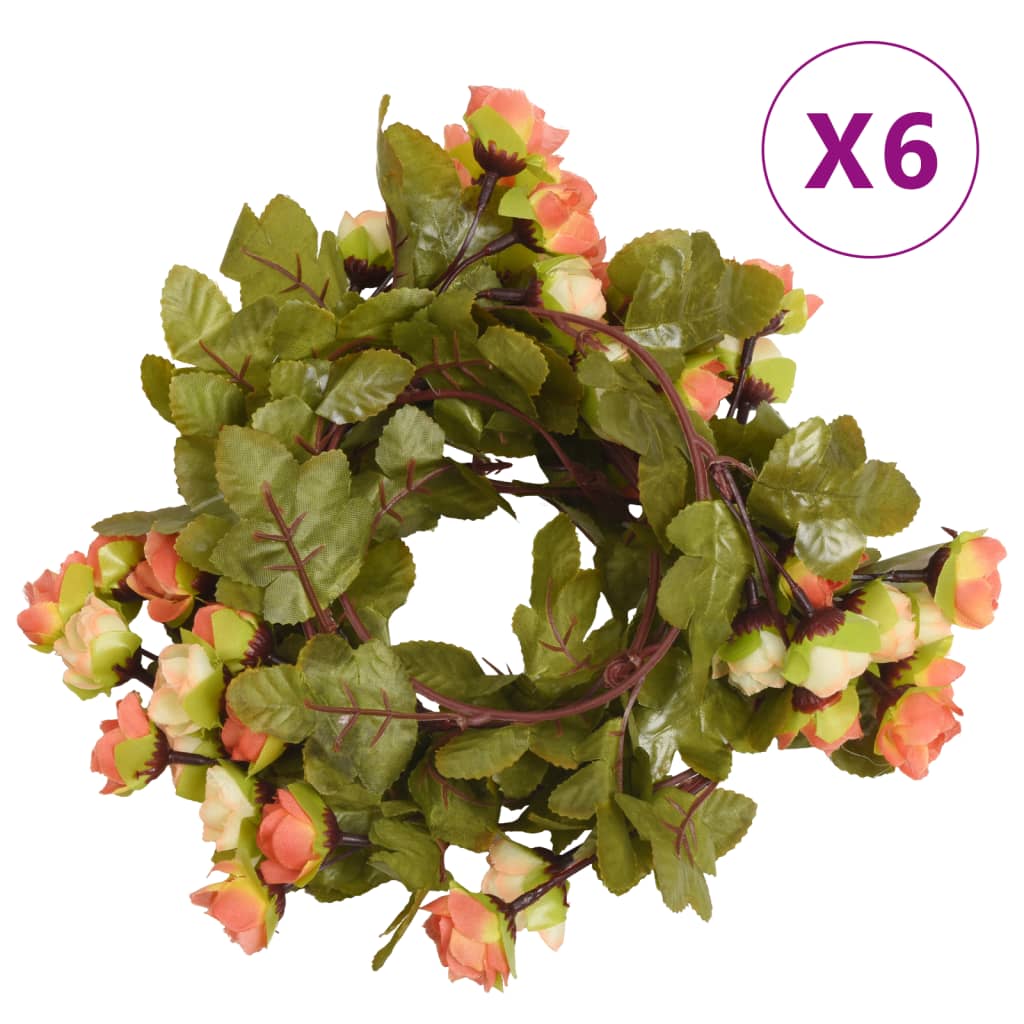 Vidaxl Christmas Garlands z kwiatami 6 St 215 cm Sunrise Red