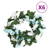 Vidaxl Guierras navideñas con flores 6 ST 240 cm azul y blanco