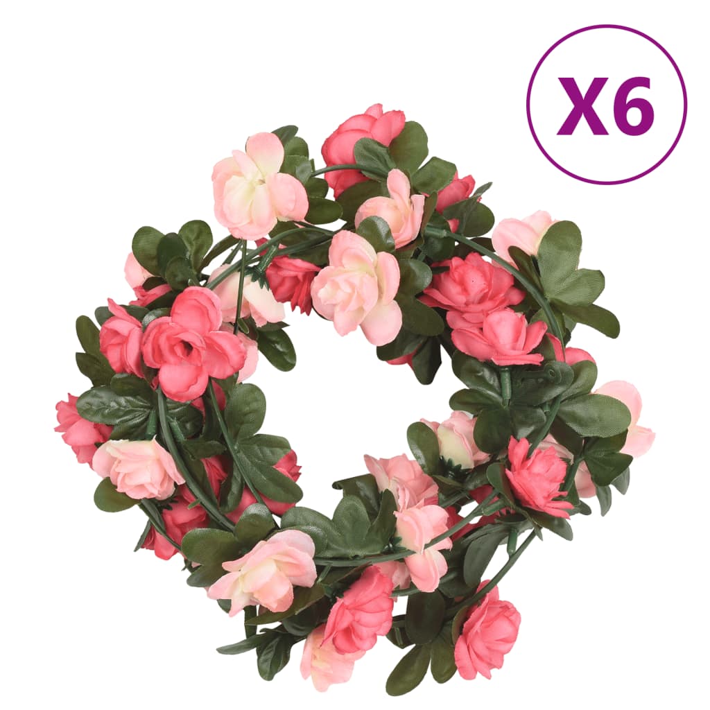 Vidaxl Guierras navideñas con flores 6 ST 240 cm rosado