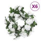 Vidaxl Christmas Garlands with Flowers 6 St 240 cm White