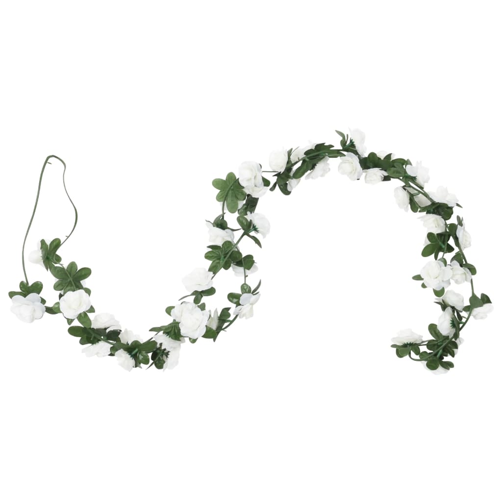 Vidaxl Christmas Garlands with Flowers 6 St 240 cm White