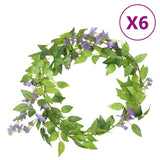 Vidaxl Weihnachtsgirlanden mit Blumen 6 St 200 cm lila