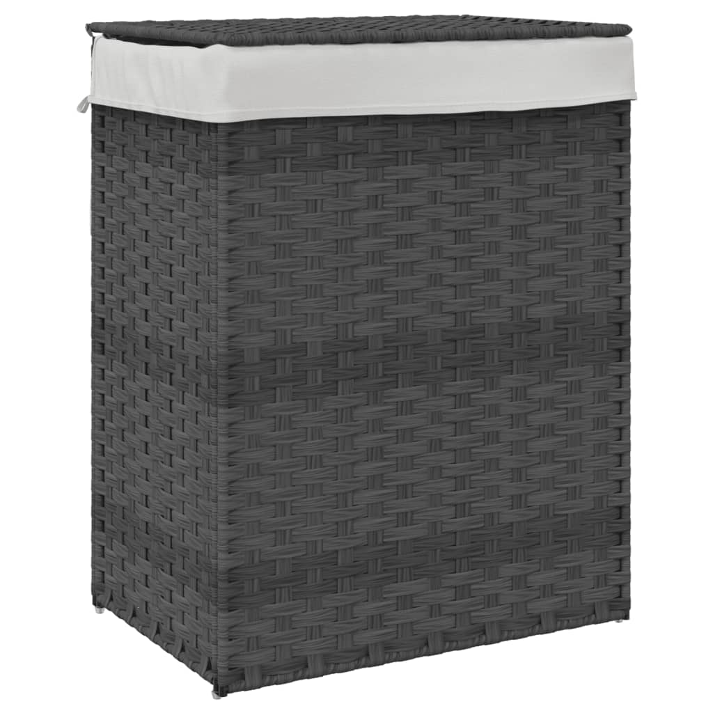 Cesta de lavandería Vidaxl con tapa 46x33x60 cm Poly Rattan Gris