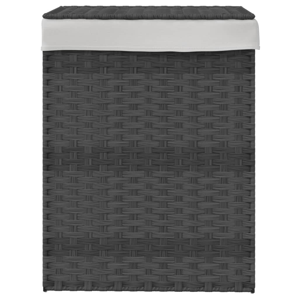 Vidaxl tvättkorg med lock 46x33x60 cm poly rattan grå