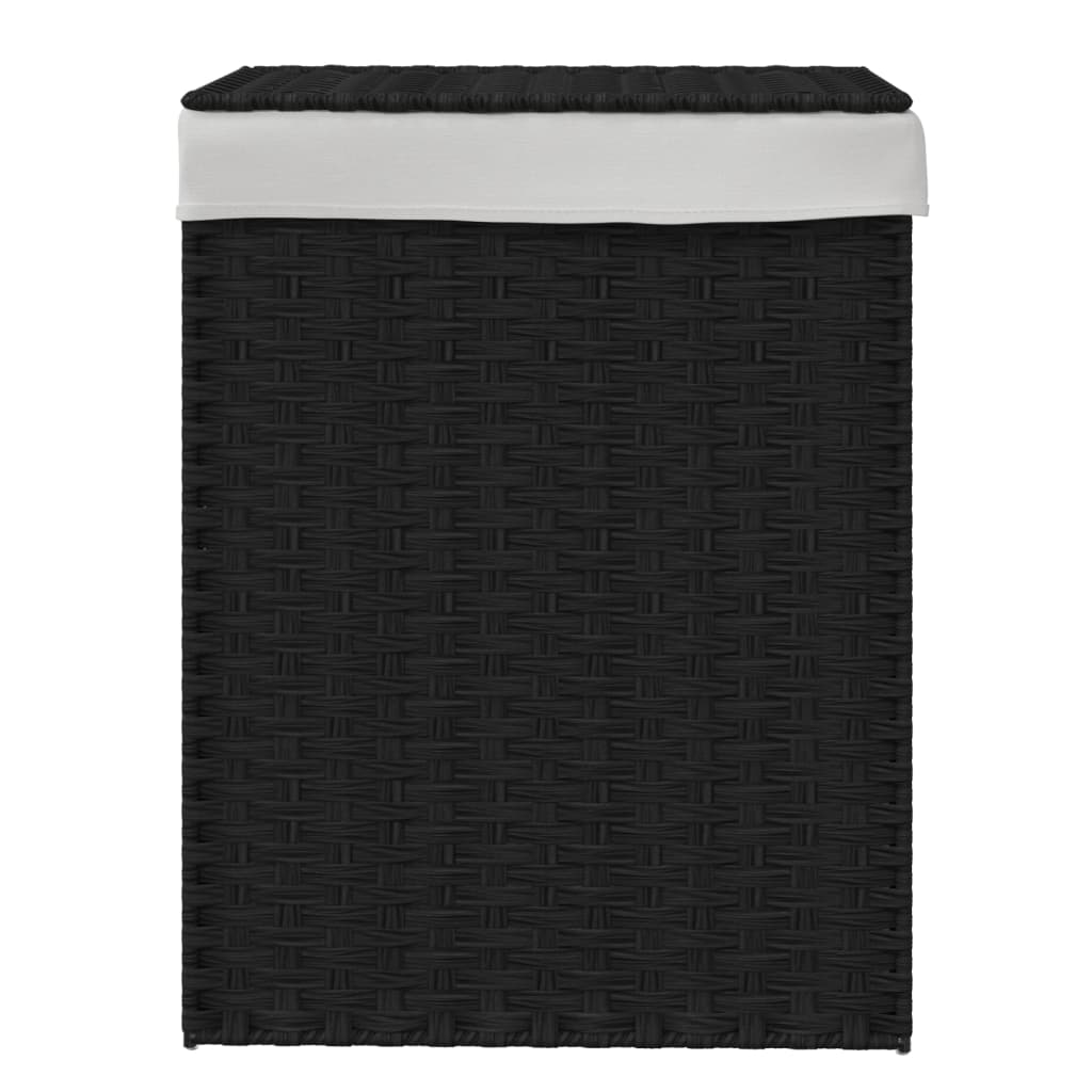 Panier à laverie Vidaxl avec couvercle 46x33x60 cm Poly Rattan Black