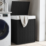 Koš na prádlo Vidaxl s víkem 46x33x60 cm Poly Rattan Black