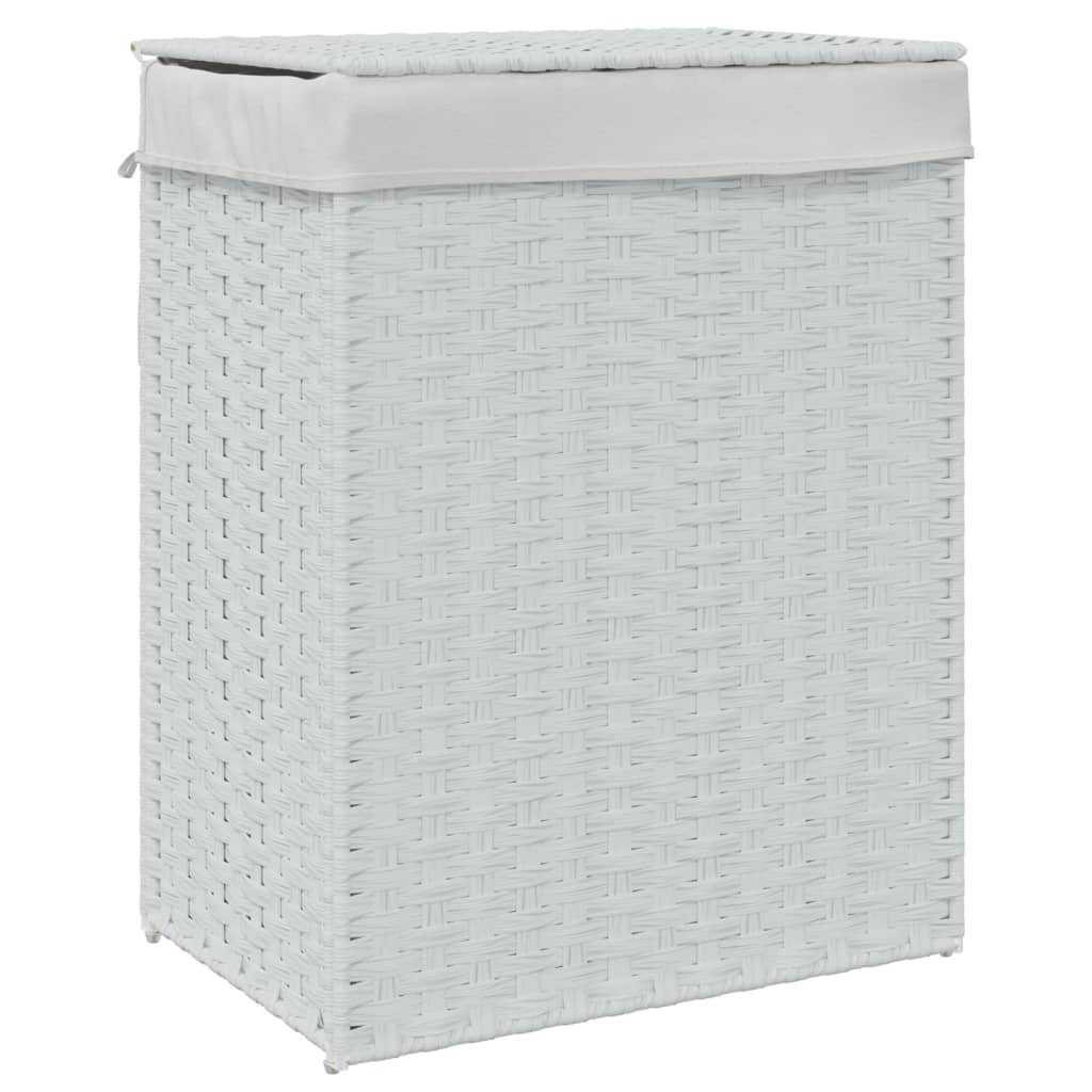 VidaXL Wasmand met deksel 46x33x60 cm poly rattan wit