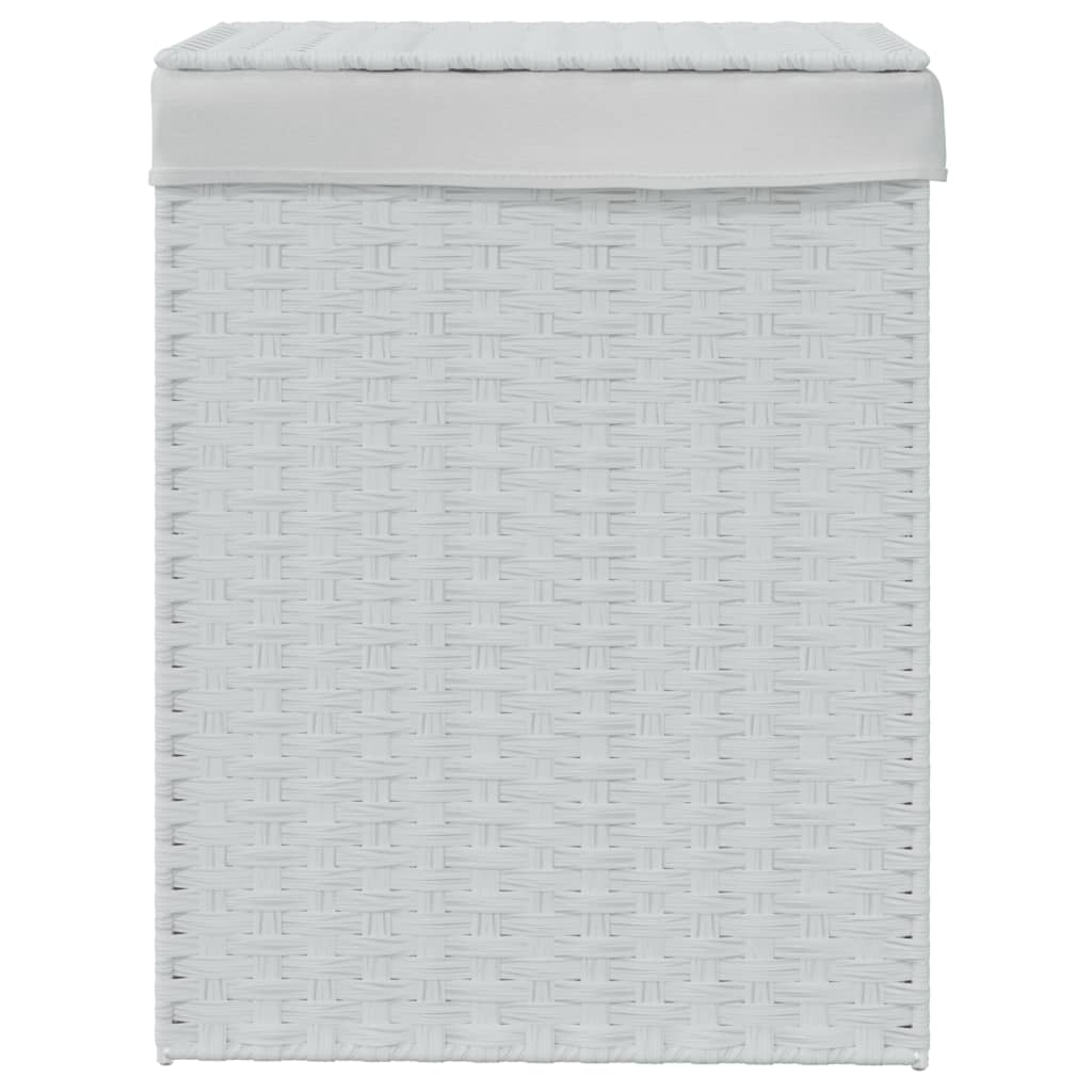 Panier à laverie Vidaxl avec couvercle 46x33x60 cm Poly Rattan blanc