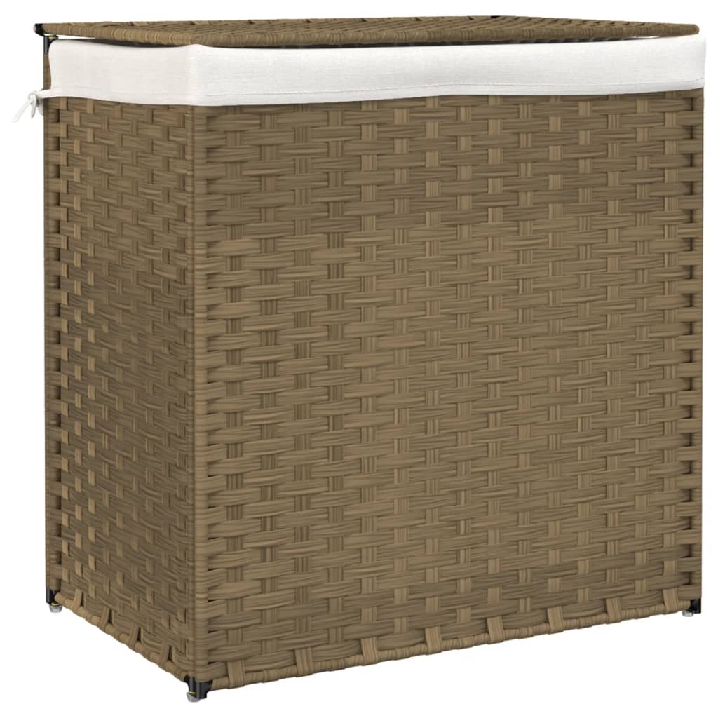 Vidaxl laundry basket with 2 compartments 53x35x57 cm Poly Rattan