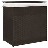 Vidaxl Waschkorb mit 2 Fächern 53x35x57 cm Poly Rattan dunkelbraun