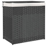 Cesta de lavandería Vidaxl con 2 compartimentos 53x35x57 cm Poly Rattan Gray