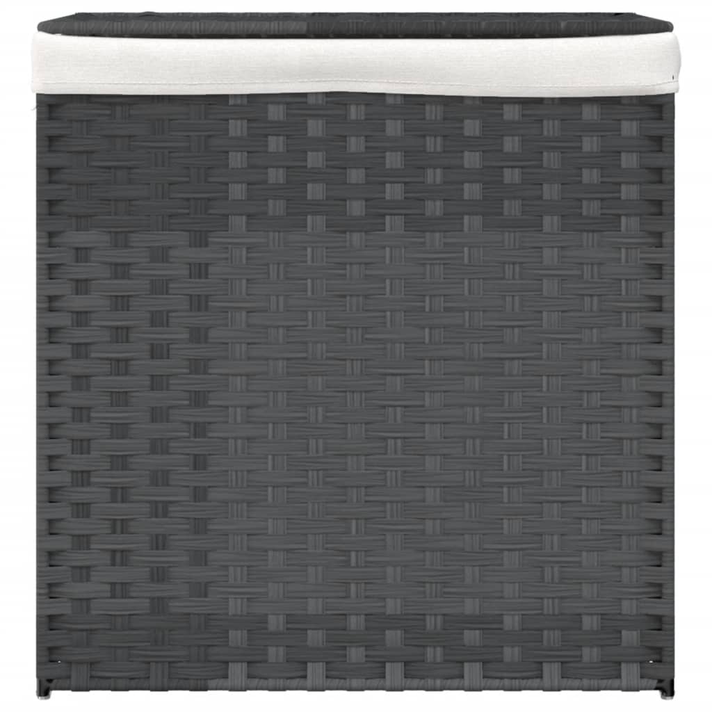 Vidaxl Wäschkuerfkuerf mat 2 Kompartimenter 53x33X57 cm Poly Rattan Grey