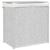 Vidaxl tvättkorg med 2 fack 53x35x57 cm poly rattan vit