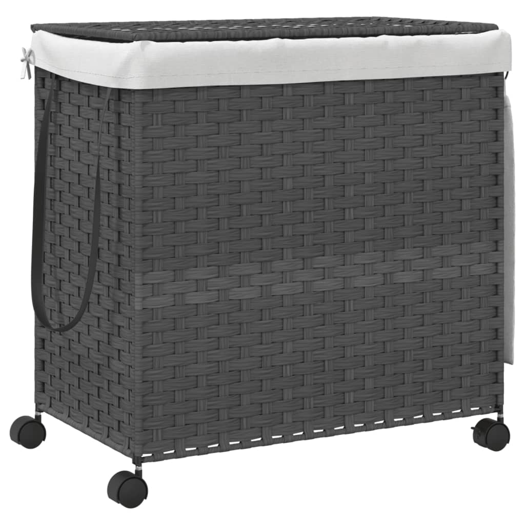 VidaXL Wasmand op wielen 60x35x60,5 cm rattan grijs