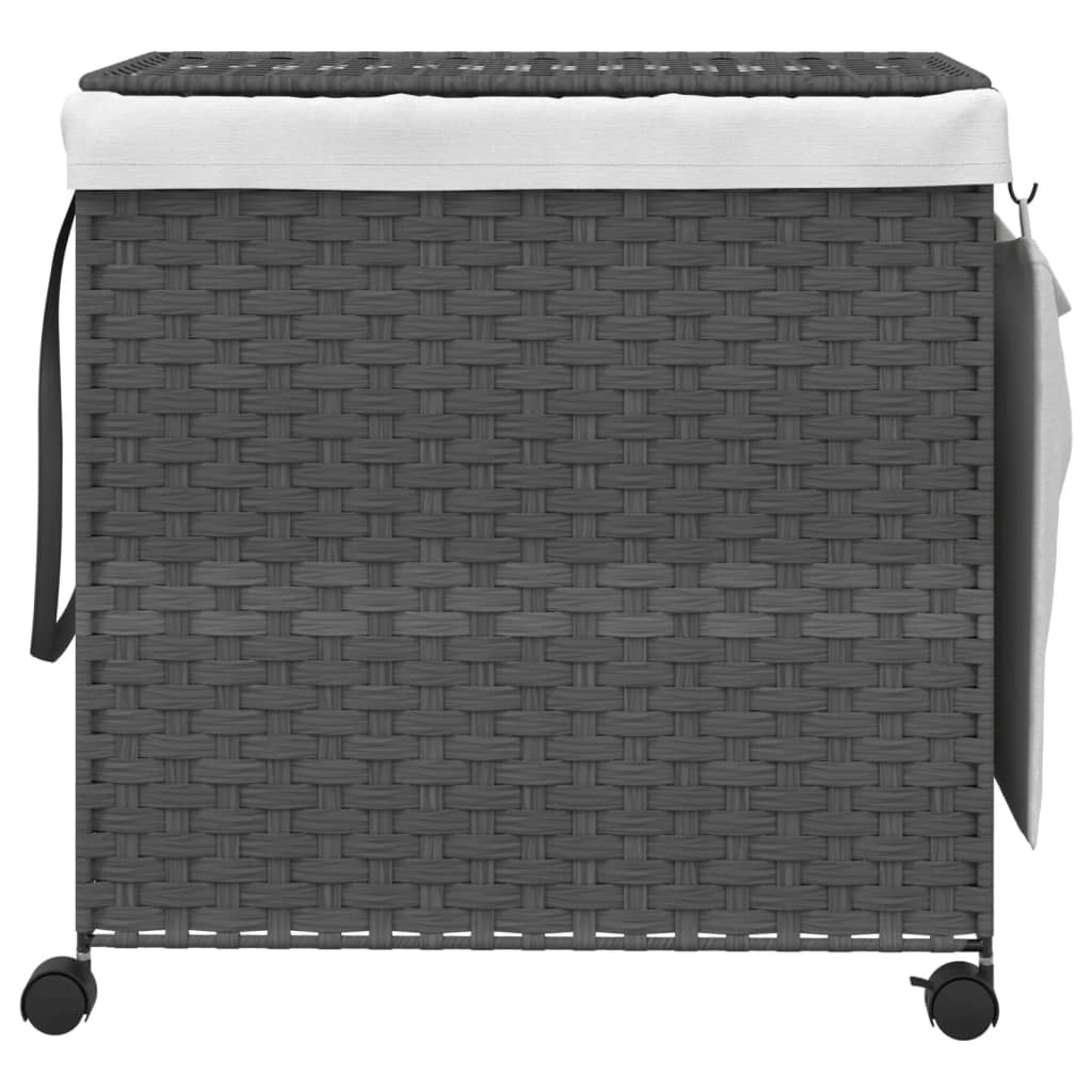 Vidaxl Pralni Basket on Wheels 60x35x60,5 cm rattan grey