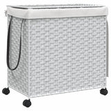 VidaXL Wasmand op wielen 60x35x60,5 cm rattan wit