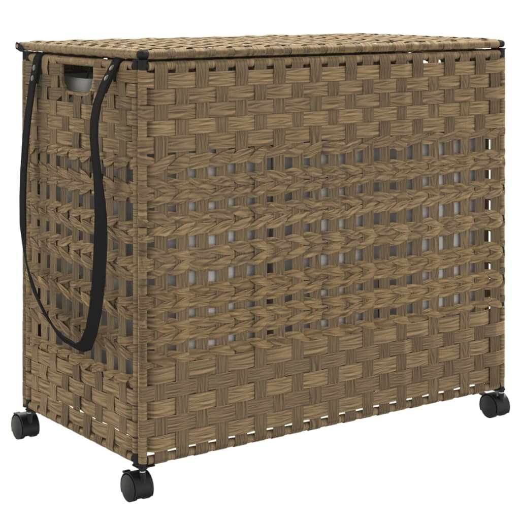 Canasta de lavandería Vidaxl sobre ruedas 66x35x60 cm rattan