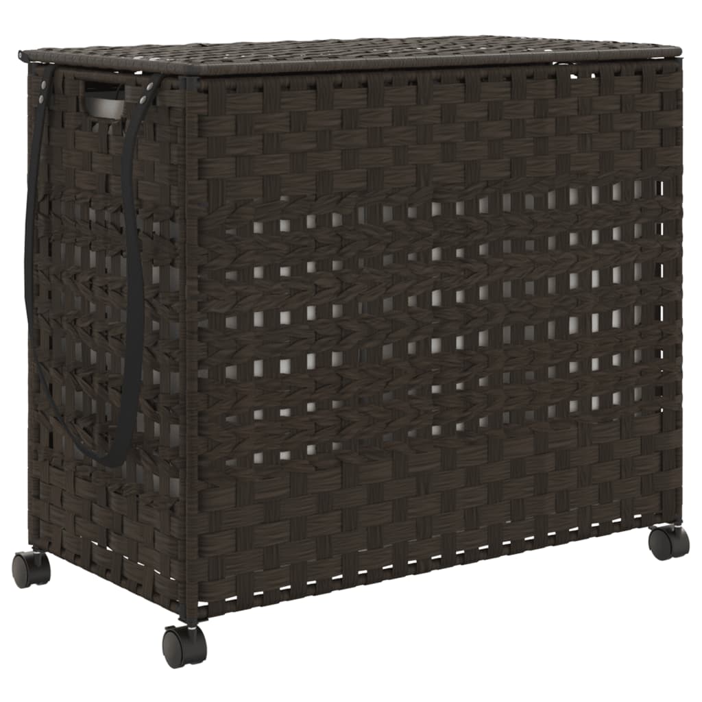 Vidaxl Pralni Basket on Wheels 66x35x60 cm rattan ciemnobrązowy