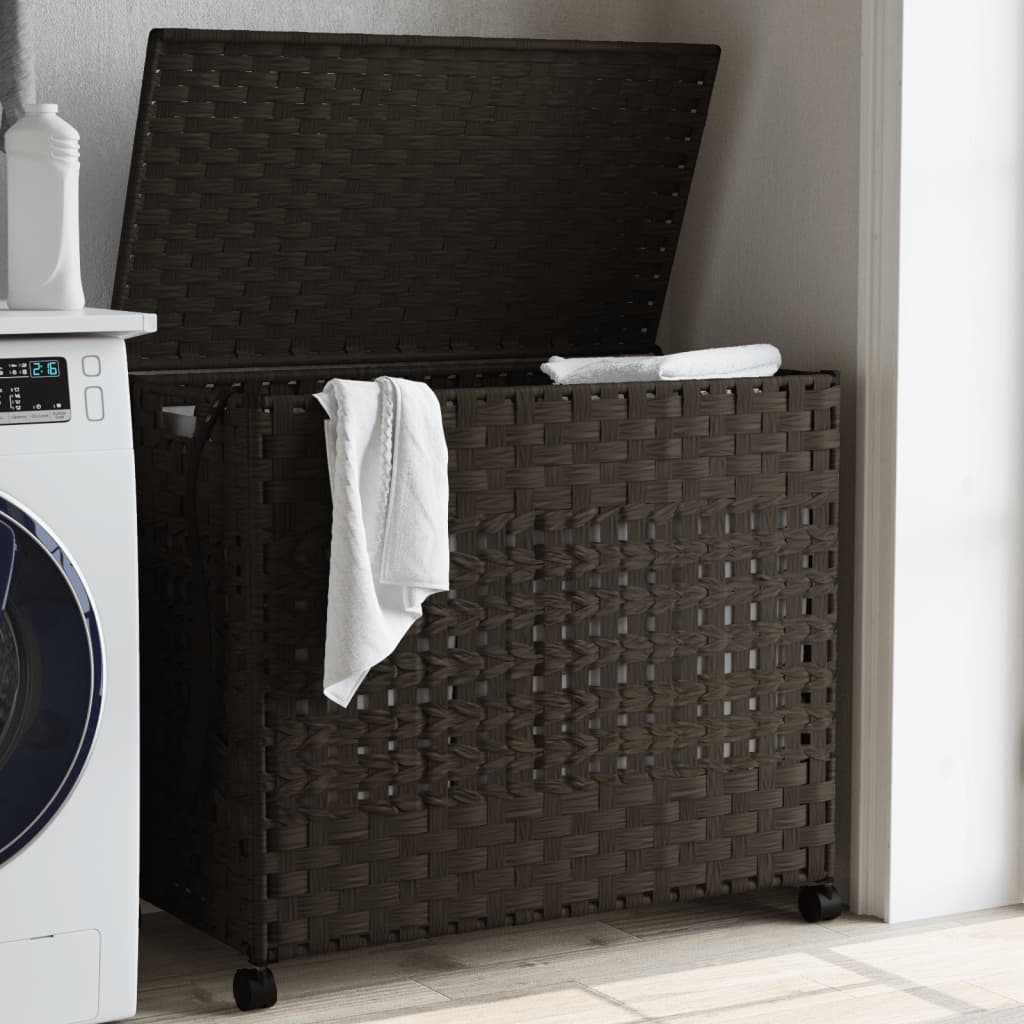 Koš Vidaxl Laundry na kolech 66x35x60 cm Rattan tmavě hnědá