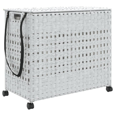 VidaXL Wasmand op wielen 66x35x60 cm rattan wit