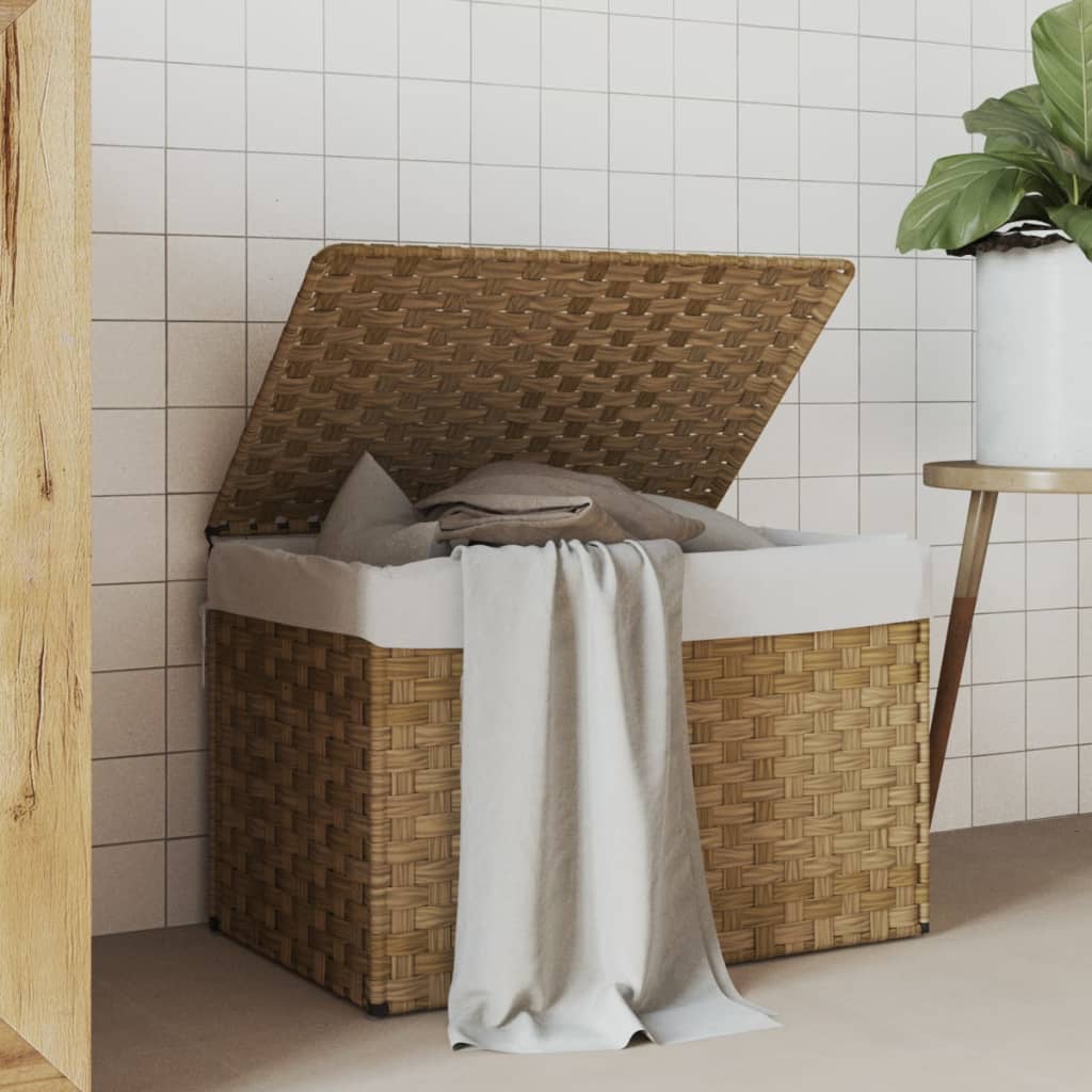 Vidaxl pralnia z pokrywką 55,5x35x34 cm poli rattan