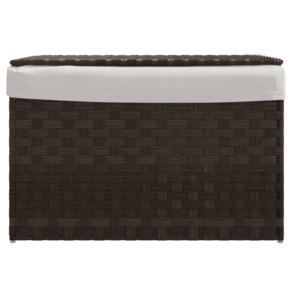 Canasta de lavandería Vidaxl con tapa de 55.5x35x34 cm Poly Rattan marrón oscuro