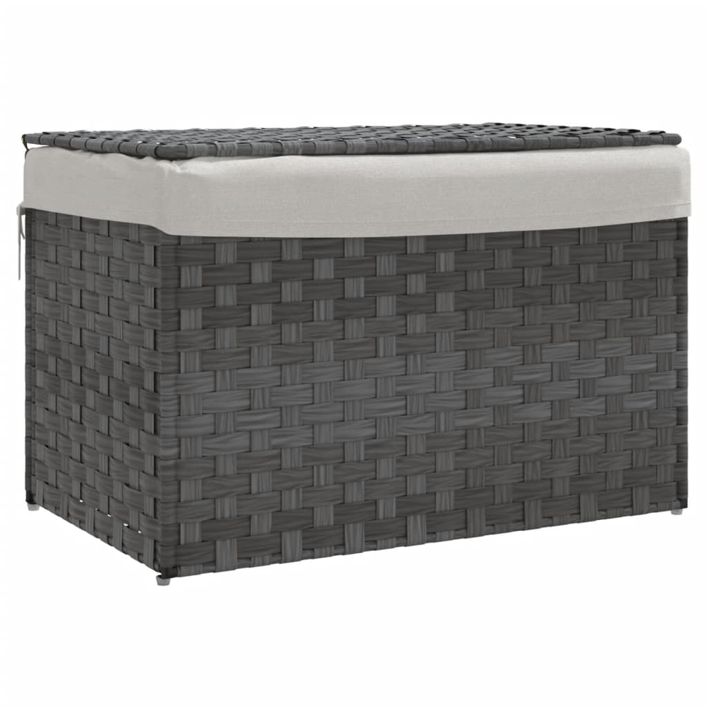 Vidaxl pralnia z pokrywką 55,5x35x34 cm poli rattan szarość