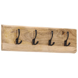 Vidaxl Wall Coat Rack med 4 Hooks Solid Mango Wood