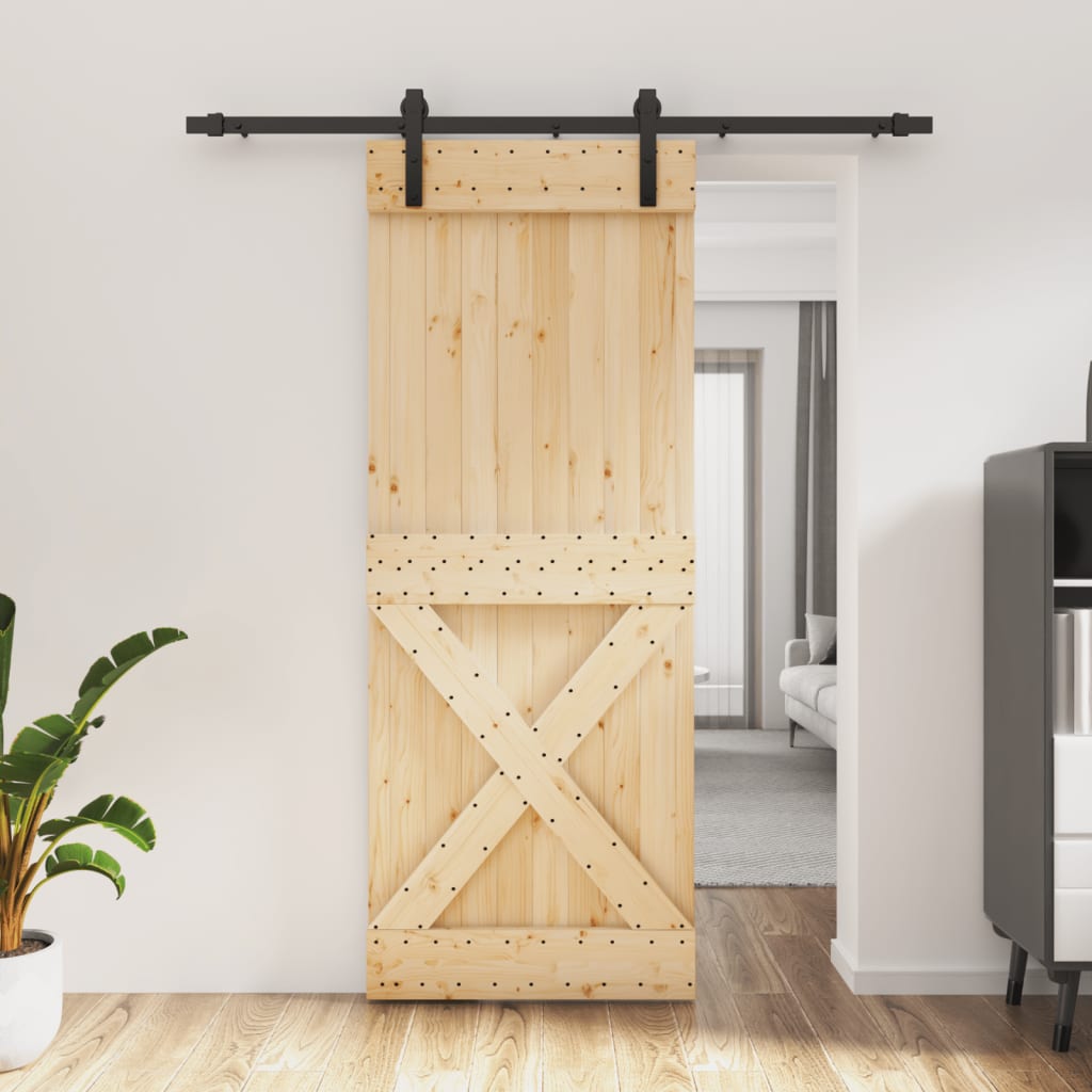 Puerta corredera de Vidaxl con masa 80x210 cm de pino sólido