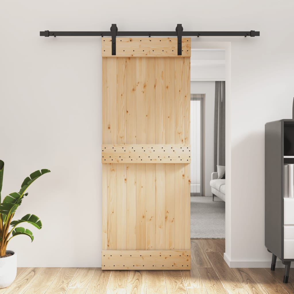 Puerta corredera de Vidaxl con masa 80x210 cm de pino sólido