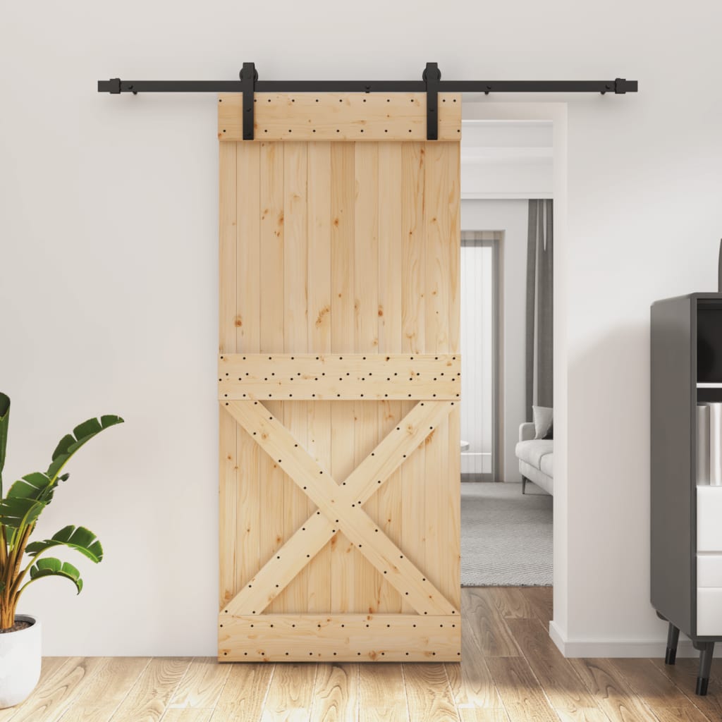 Puerta corredera de Vidaxl con masa de 90x210 cm de pino sólido